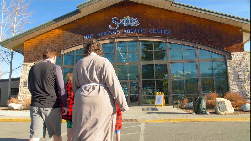 Visitors enter Salida Hot Springs Aquatic Center