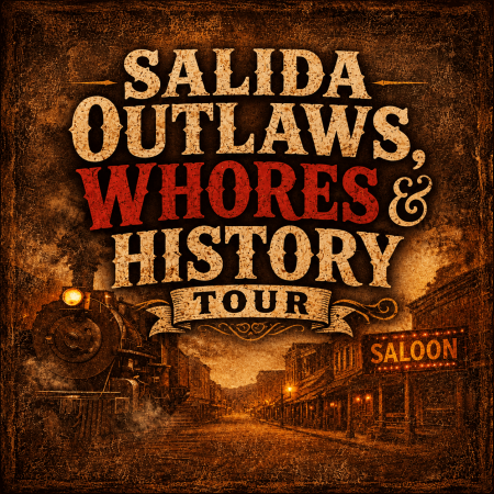Vintage Wild West tour poster with train