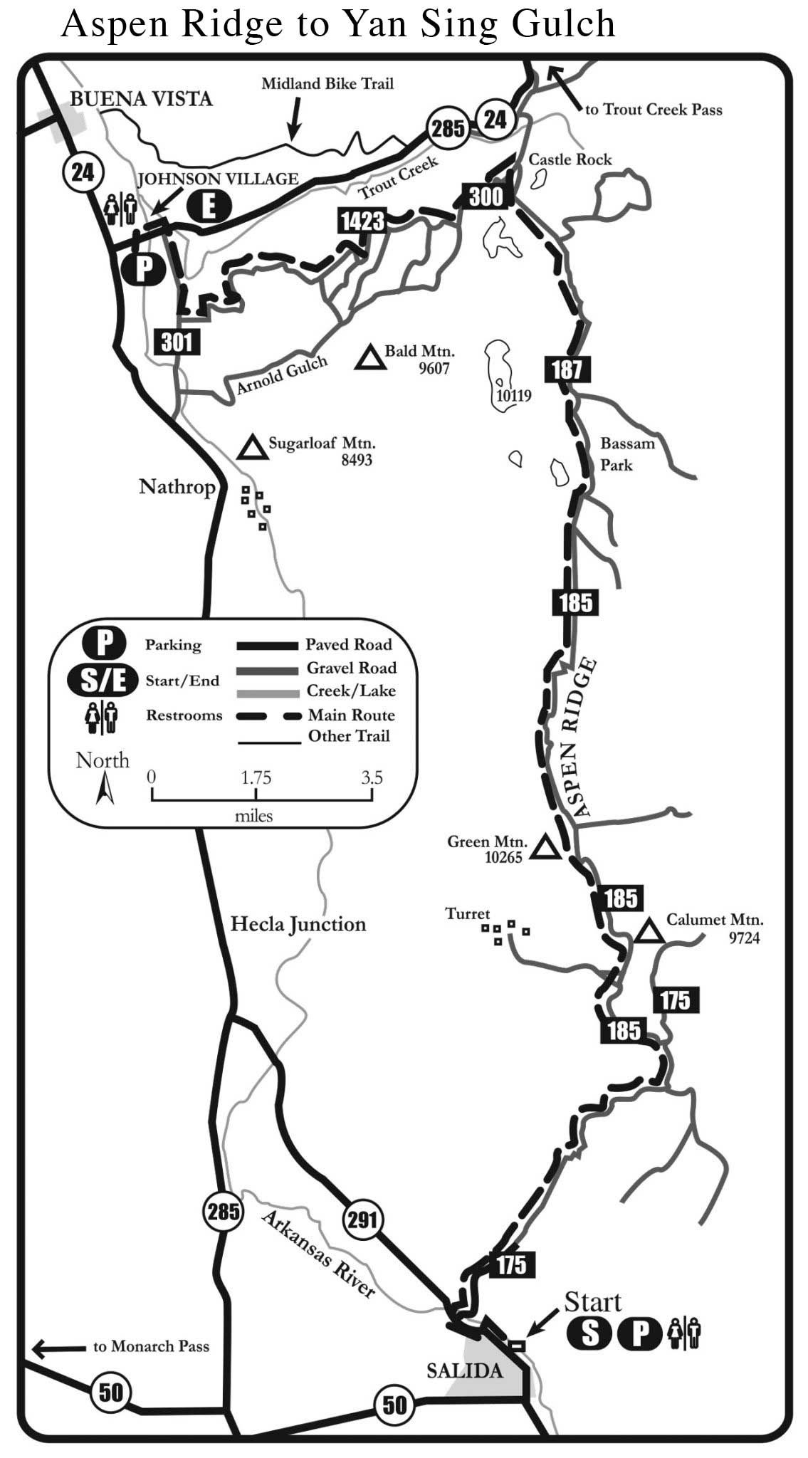 Map of Aspen Ridge to Yan Sing Gulch 
