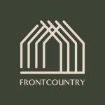 Minimalist house roofline logo with FRONTCOUNTRY text