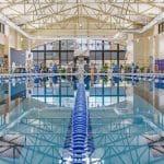 Indoor lap swimming pool with lane divider